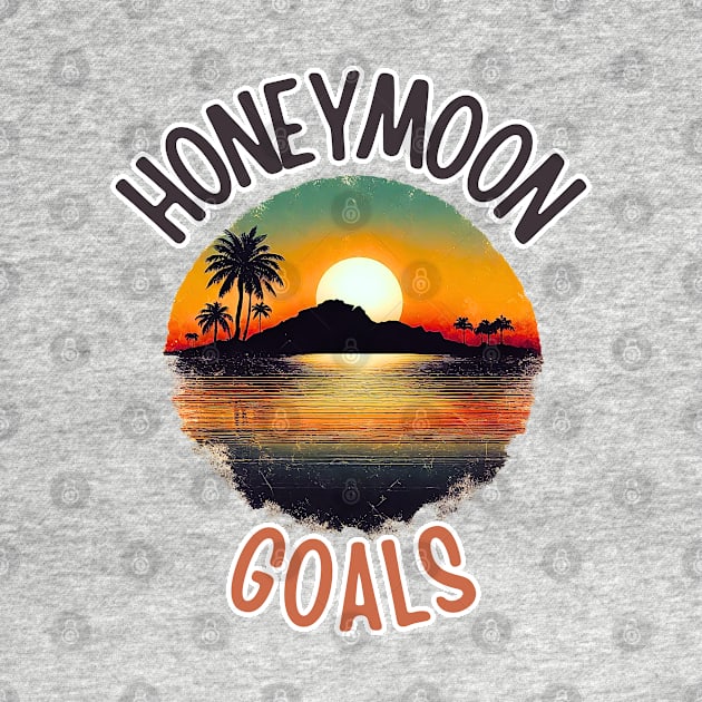 Honeymoon Goals Tropical Vintage Sunset by Doodle and Things